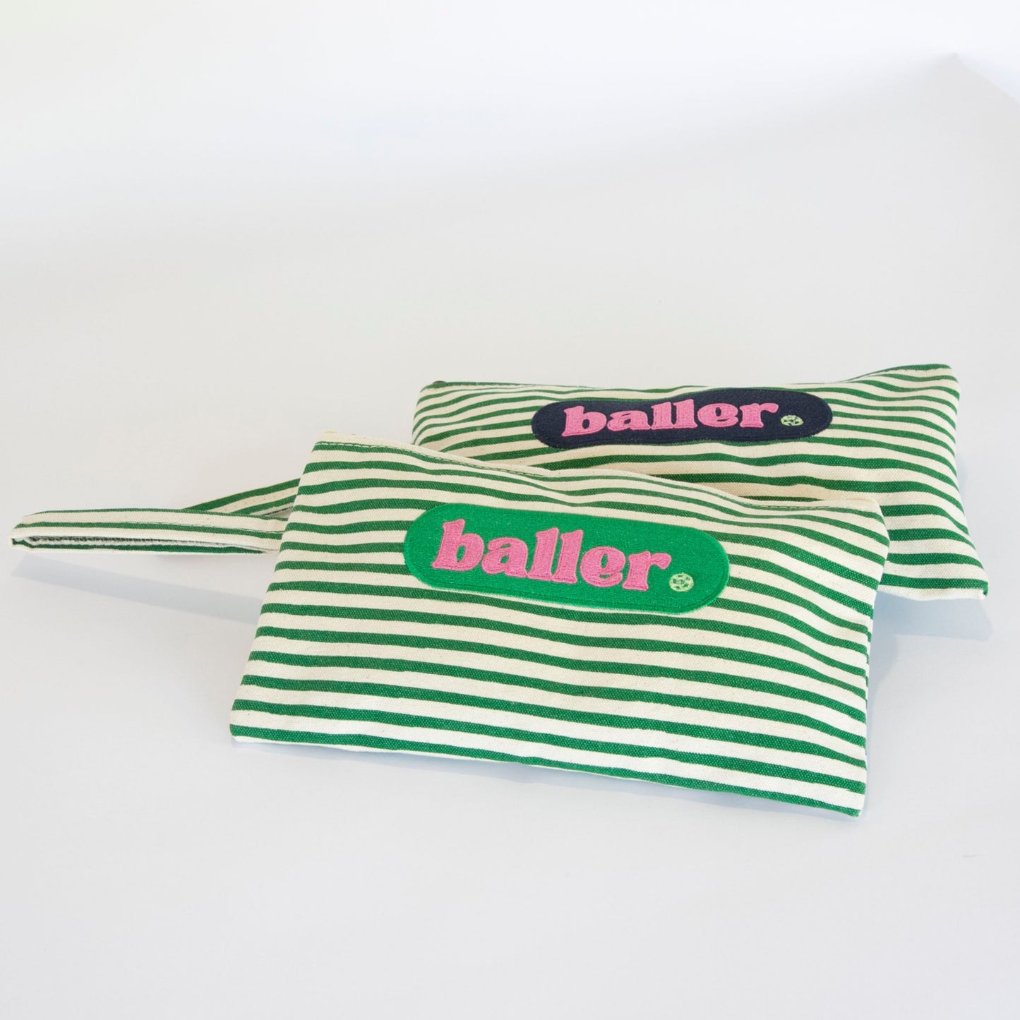 GREEN STRIPED PILL POUCH