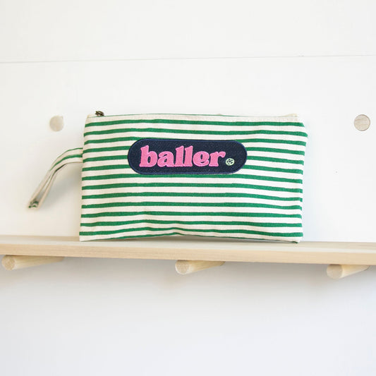 GREEN STRIPED PILL POUCH